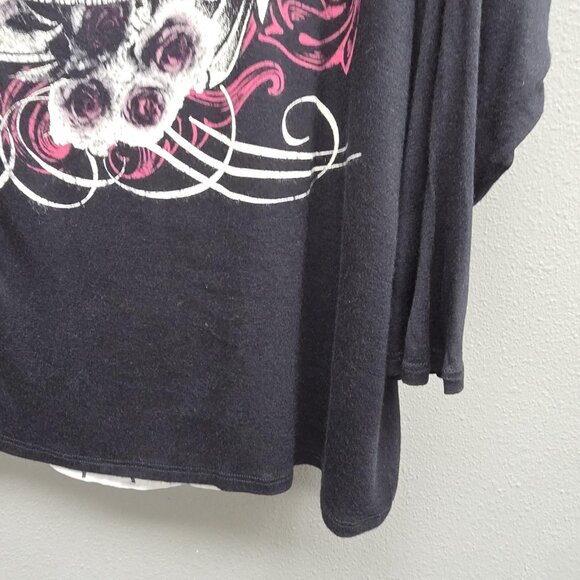 Sugar High Shirt Womens 3X Black Dolman Winged Fleur-de-Lis Cross Back Made USA - Picture 4 of 10